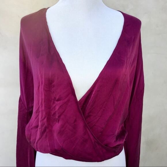 7 For All Mankind Vegan Surplice Wrap Front Top NWT - Picture 2 of 7